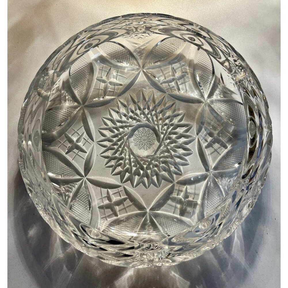 Antique American Brilliant Cut Glass Ashtray – 6” with Cigarette Rests – Deep Ge
